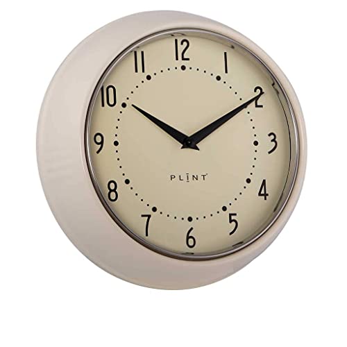 Plint Retro Wall Clock Silent Non Ticking Decorative Cream Color Wall Clock, Retro Style Decorazione Della Parete Per La Cucina Soggiorno Casa, Uffici