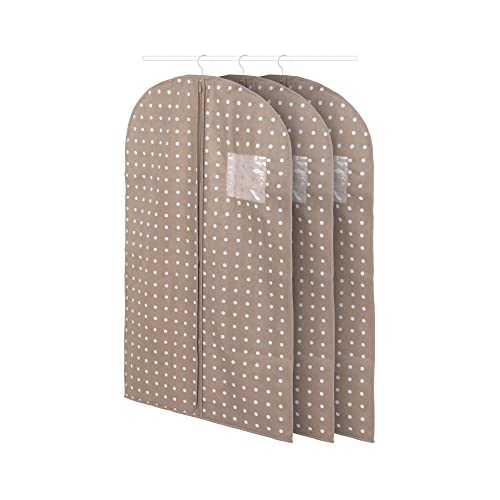 Compactor Set Di 3 Custodie Per Abiti Corte, Chiusura Lampo, Antipolvere, Marrone, 60 X H. 100 Cm, Ran9076
