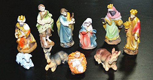 Set Statuine Natività Pastori 10 Figure In Resina 9Cm