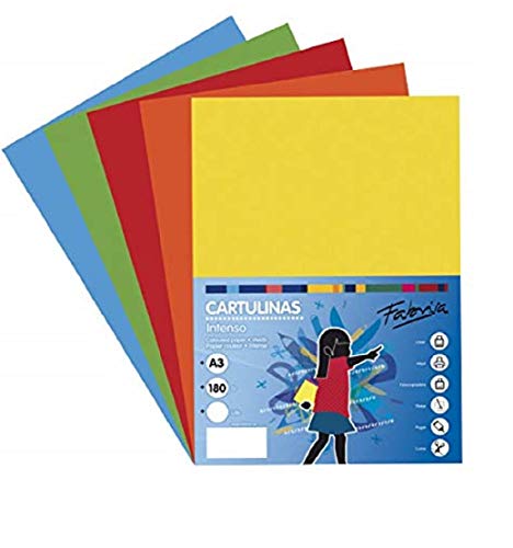 Ofituria Pack 50 Cartulinas Colores Intensos Tamaño A3 180G, Fuerte