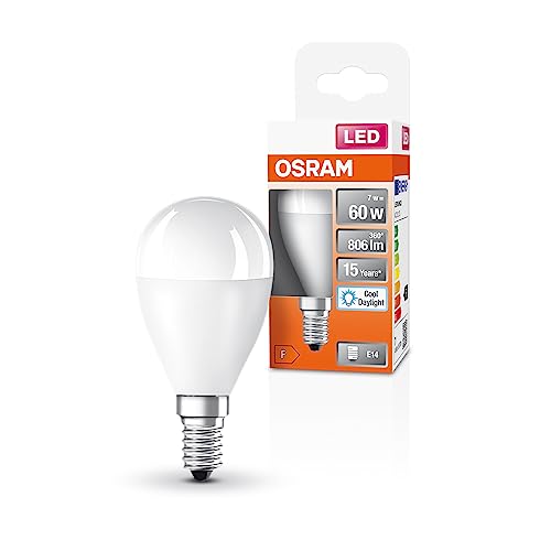 Osram Lampada Led Classic P60 A Stella Led Per Presa E14, Forma A Goccia, Look Matt, Lumen 806, Luce Diurna Bianca, 6500K, Sostituzione Per Lampadine