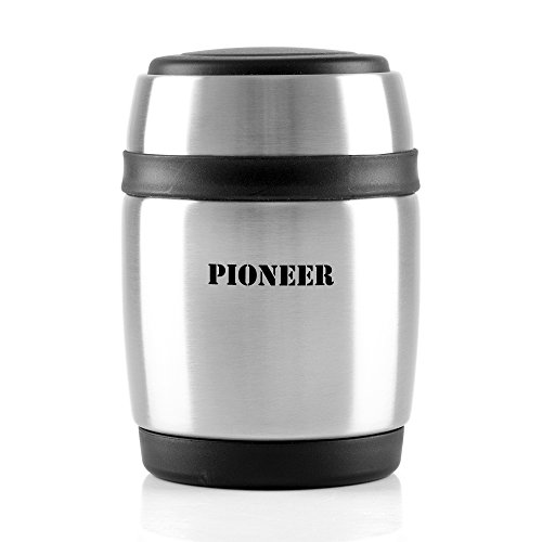 Pioneer - Thermos Per Alimenti Ermetico Con Cucchiaio, Acciaio Inossidabile, Stainless Steel, 380Ml