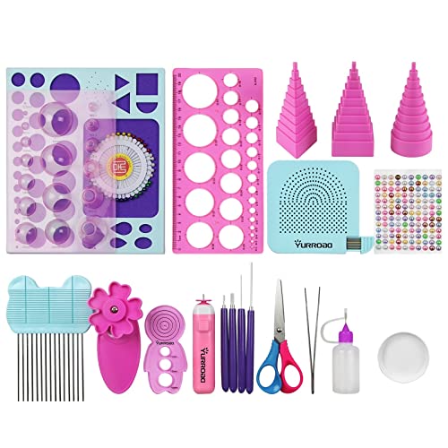 Yurroad 19Pcs Strumento Quilling Kit Per Principianti Con Quilling Elettrica Penna Quilling Fessura Tavola Quilling Modello Quilling 3D Stampo Quillin