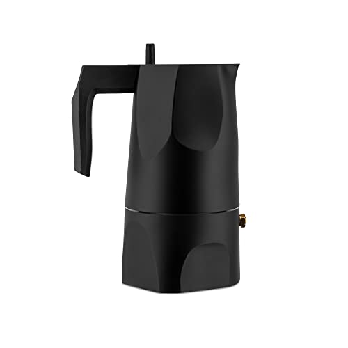 Alessi Ossidiana Mt18/3 B - Caffettiera Espresso Design, In Fusione Di Alluminio, 3 Tazze