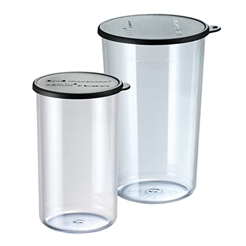 Bamix Set Di 2 Bicchieri Dosatori, 400 Ml, 600 Ml, Resistente Al Calore, In Plastica, Con Coperchio, Trasparente, Lavabile In Lavastoviglie
