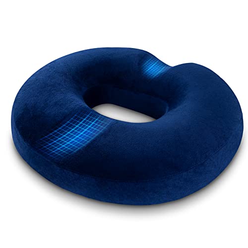 Litspot Cuscino Ciambella Anello Ortopedico Memory Foam Post Chirurgia Antidolorifico Adatto Per Sedia A Rotelle Seggiolino Auto Ufficio Esterno (Blu