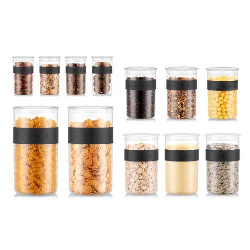 Bodum K11830-01Sa-1 Barattolo Plastica, Nero, 4 X 0,25 L, 3 X 0,6 L, 3 X 1 L, 2 X 2 L
