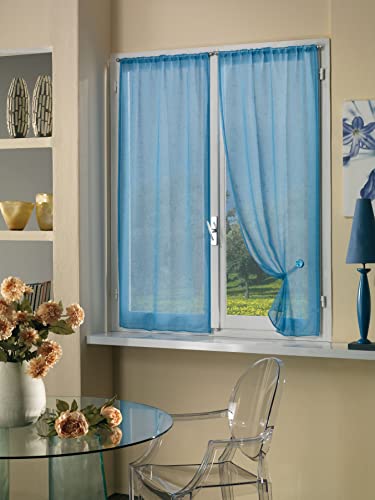 Home Collection Tcbuc113/240 Tendina Coppia Boucle, Poliestere, Soft Blu, 70 X 240 Cm, 2 Unità