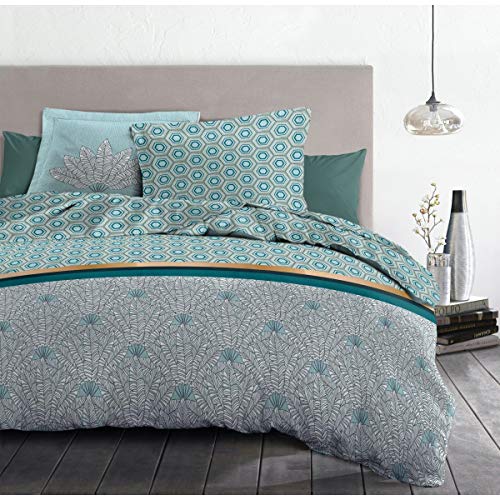 Home Linge Passion - Set Copripiumino Louxor 240 X 260 Cm, Colore: Verde Smeraldo