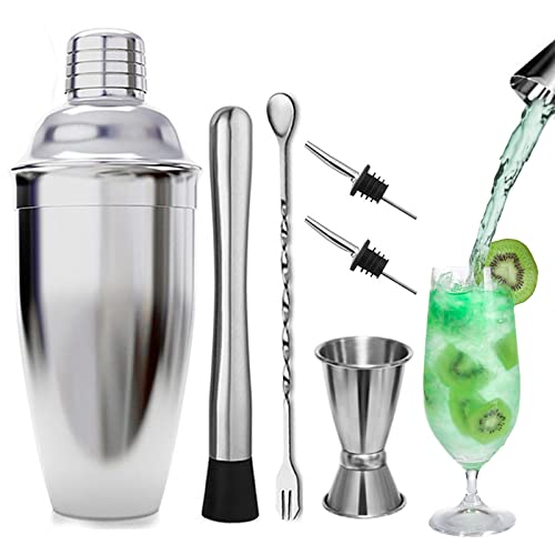 Twbest Cocktail Shaker Da 750 Ml Set, 6 Pezzi, Kit In Acciaio Inossidabile, Strumento Accessorio Barra Professionale