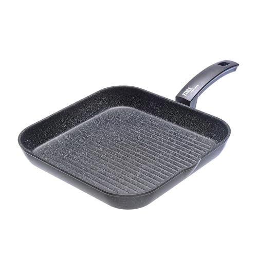 Moneta Etnea Bistecchiera Antiaderente, Alluminio, Nero, 28 X 28 Cm, Made In Italy