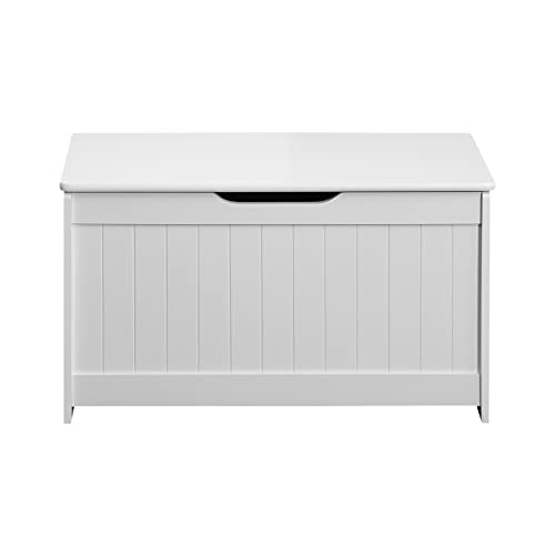 Rebecca Mobili Baule Portagiochi Bambini, Con Coperchio, Cassapanca Contenitore Legno, Mdf Bianco, Per Scarpe Giocattoli, Ingresso Cameretta - Misure 
