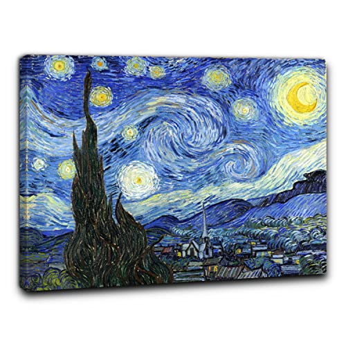 Niik Quadro + Telaio (Bc) Notte Stellata Di Vincent Van Gogh 60 X 49 X 1,7 Cm Falso D'Autore Stampa Su Tela