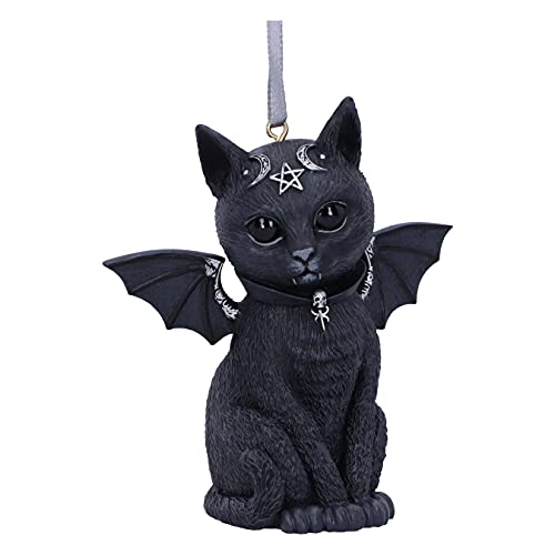 Nemesis Now Cult Cuties Malpuss - Ornamento Da Appendere A Forma Di Gatto Occulto Alato, 9,2 Cm, In Resina, Colore: Nero, Dipinto A Mano