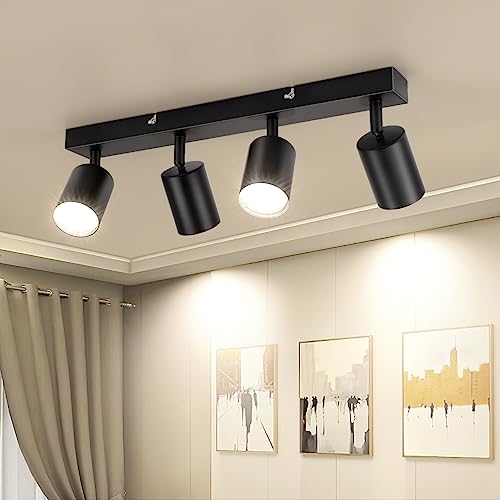 Dehobo Lampada Faretti Da Soffitto Led Orientabili, Faretti Da Parete Interno Gu10 Nero, Lampadario Led Moderna Da Soffitto Per Camera Da Letto Cucina