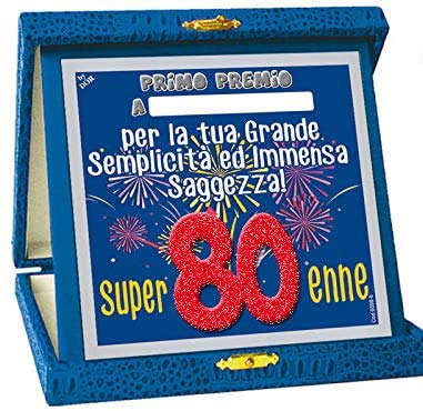 Dor Targhetta 80 Anni Glitter Gadget Festa 80 Anni - Compleanno Targa Ottantenne