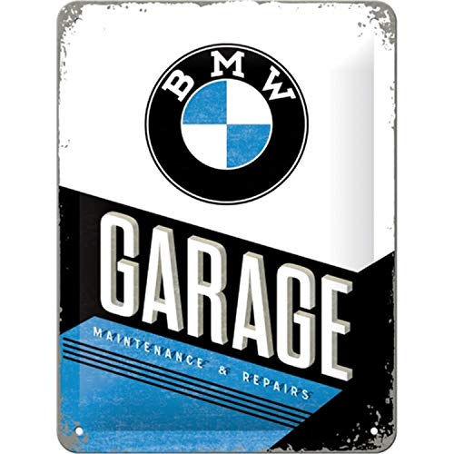 Nostalgic-Art Targa Vintage Bmw – Garage – Idea Regalo Per Amanti Di Accessori Per Auto, In Metallo, Design Retro Per Decorazione, 15 X 20 Cm