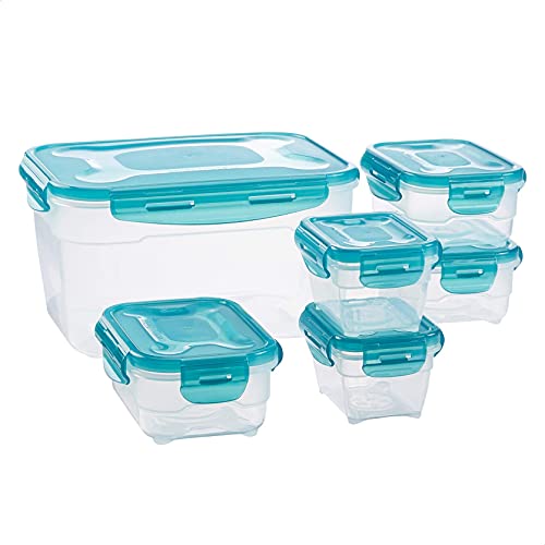 Amazon Basics Set Di Contenitori Per Alimenti, 6 Pezzi, Trasparente