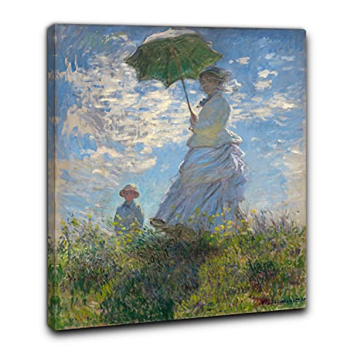 Niik Quadro + Telaio (Bc) Donna Con Il Parasole Di Claude Monet 60 X 49 X 1,7 Cm Falso D'Autore Stampa Su Tela