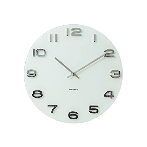 Karlsson Ka4402 Orologio Da Muro Vintage Tondo, Bianco, White, Vetro, Rund