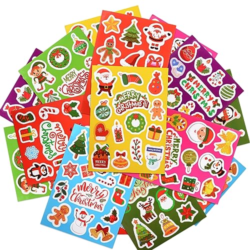 16Fogli Adesivi Scrapbooking Natale Etichette Adesive Natale Bambini Pacchetti Adesivi Natalizi Decorazioni Natalizie Diario Calendario Dell'Avvento B