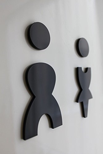 Edelstahlheini.De Targhetta Per Wc Nera Lucida, Per Porta E Porta Del Wc, Colore Nero