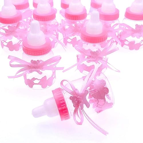 Jzk 24 X Rosa Biberon Bottiglia Bottiglina Bottigliette Portaconfetti Bomboniere Porta Confetti Per Battesimo Nascita Comunione Compleanno Bambina Bim
