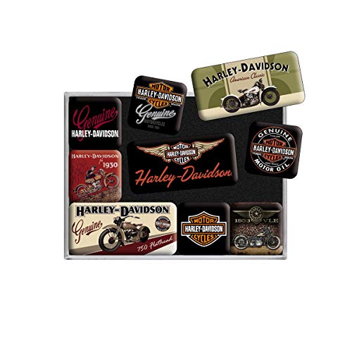 Nostalgic-Art Set Di Magneti Vintage Harley Davidson Bikes – Regalo Per Amanti Di Moto, Decorazione Del Frigorifero, Design Nostalgico, 9 Pezzi, 9 Uni
