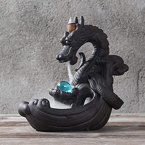 Dragon Backflow Incense Burner Handmade Ceramica Drago Porta Incenso Con Perle Di Vetro E 10Pcs Backflow Incenso Ideale Regalo Home Decor