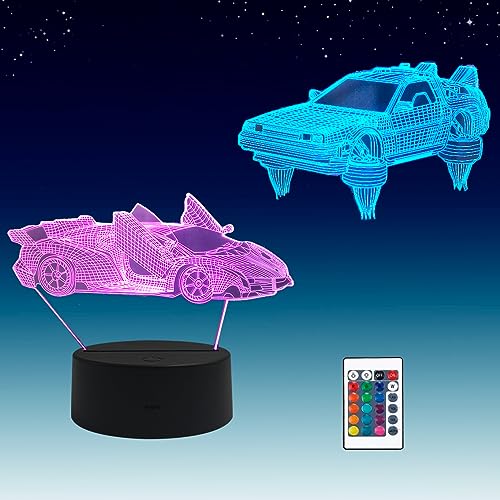 2 In 1, Dukes Of Hazzard, General Lee Car, Lampada Led 3D Illusion, Telecomando Rgb A 16 Colori, Luce Notturna Da Scrivania