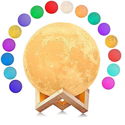 Uten Lampada A Forma Di Luna A Led Con Telecomando, Luce Decorativa Colorata 3D, Con Luna, Luce Lunare, Luce Notturna Portatile, Con Sensore Touch, La