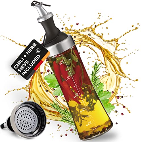 Cucino Bottiglia Di Olio Di Vetro Con Filtro Per Le Erbe - 570 Ml (Provenza) Distributore Di Olio Per Fare Olio Aromatico - A Prova Di Perdite E Lavab