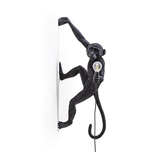 Seletti "Monkey Lamp Lampade Scimmia, Appesa Mano Destra, Nero