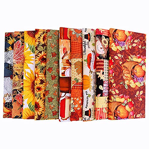 Nc Nc Pack Of 10 Theme Quilting Fat Quarters Halloween Cotton Bundles Sewing Thanksgiving Pumpkin Fabric Patchwork