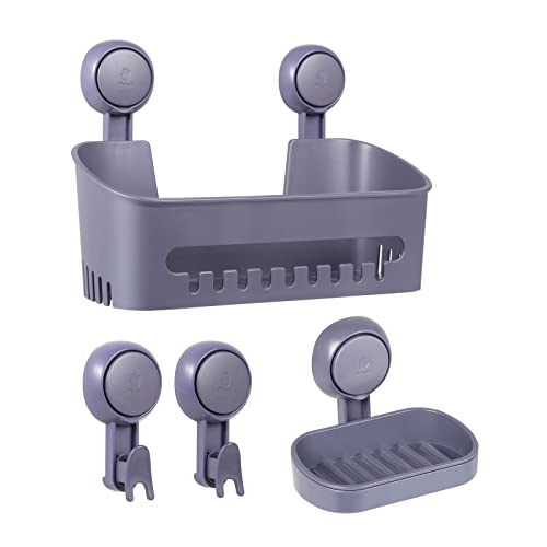 Uten Portaoggetti Bagno Con Ventosa 4 Pezzi, Mensola Doccia Con Ventosa, Mensola Doccia & Portasapone & Ganci A Ventosa, Organizzazione Bagno/Cucina M