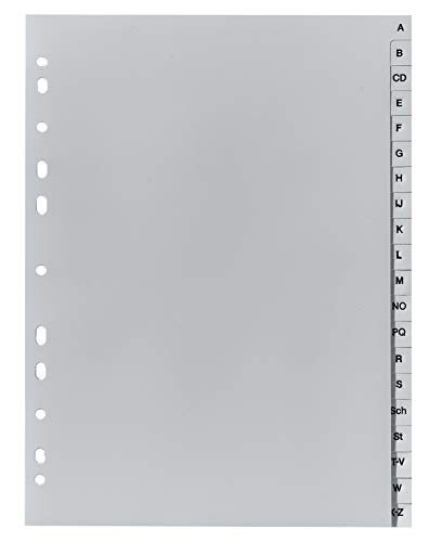 Exacompta - Ref. 1720B - 1 Divisori Stampati In Pp Riciclato Grigio A-Z (Alfabeto Tedesco) - 20 Posizioni - A4 - Grigio