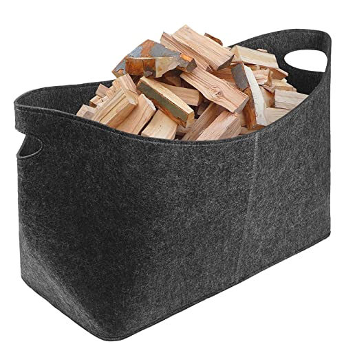 Borsa In Feltro,Cesta Per Legna,Borsa Per Legna Da Ardere Pieghevole,Xl Cestino Per Legna Cesto In Feltro Per Legno Giocattoli Vestiti Giornali Rivist