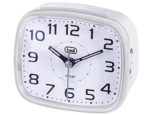 Trevi Sl 3054 Orologio Al Quarzo Con Sveglia, Grande Quadrante, Tasto Snooze/Light, Movimento Silenzioso Sweep, Bianco