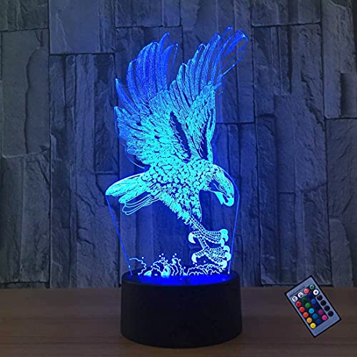 Creativo 3D Aquila Luce Notturna 16 Colori Mutevoli Telecomando Usb Potere Toccare Cambiare Illusione Ottica Lampada Arredamento Lampada Led Lampada D