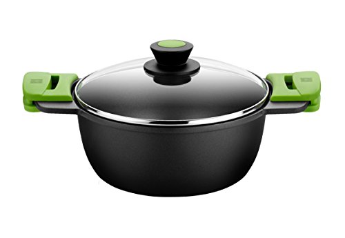 Bra, Prior, Casseruola Profonda Con Coperchio In Vetro E Manici In Silicone, 28 Cm, Nero