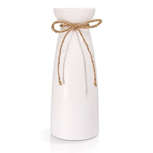 Vaso Bianco In Ceramica, Vaso Fiori In Stile Minimalista Per Tavolo Moderno, Decorazione Per La Casa, Vaso Da Interno Per Camino, Camera Da Letto, Cuc