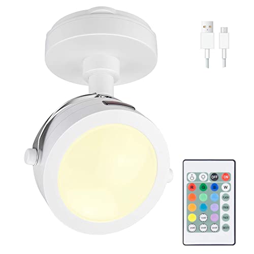 Honwell Faretti Led Plafoniere Senza Fili Con Telecomando, Faretti Da Soffitto Orientabile Plafoniera Faretto,Dimmerabili Luci Di Ricarica A Colori Lu