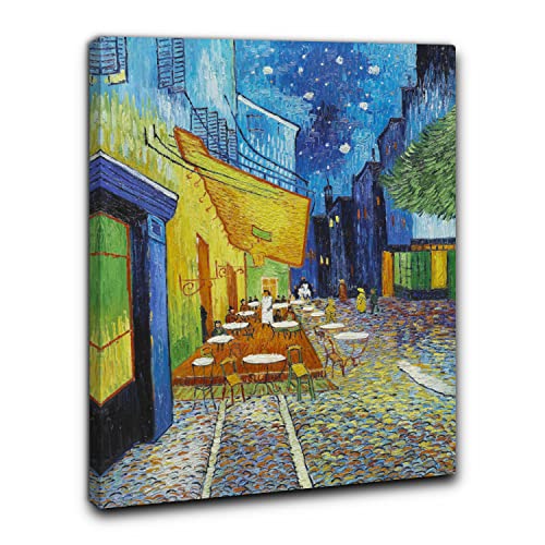 Niik Quadro + Telaio (Bc) Vincent Van Gogh 60 X 45 X 1,7 Cm Terrazza Del Caffè La Sera Place Du Forum Arles Falso D' Autore Stampa Su Tela