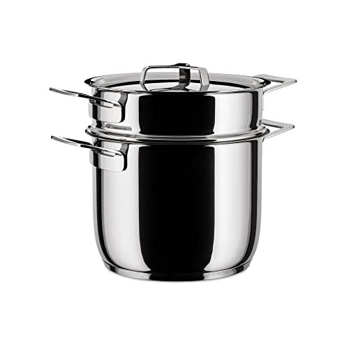 Alessi Pots&Pans Pasta-Set In Acciaio Inossidabile, Argento, 24.77 X 20.32 X 22.23 Cm