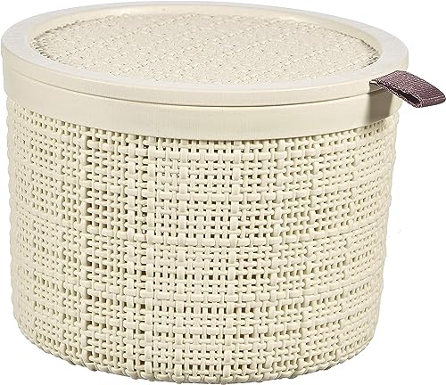 Curver Juliet Caja Redonda De Yute, 2 L, Con Tapa, Beige, 100% Reciclado, Iuta, Cranberry