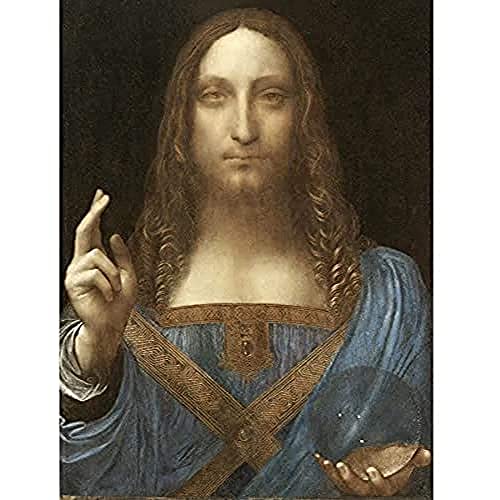 Fine Art Prints Da Vinci Salvator Mundi World Saviour Gesù, Stampa Artistica Su Tela, Decorazione Da Parete, 40,6 X 30,5 Cm