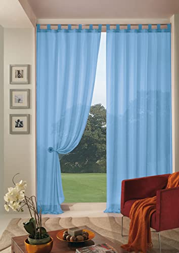 Home Collection Boucle Tenda, Poliestere, Azzurro, 140X290 Cm