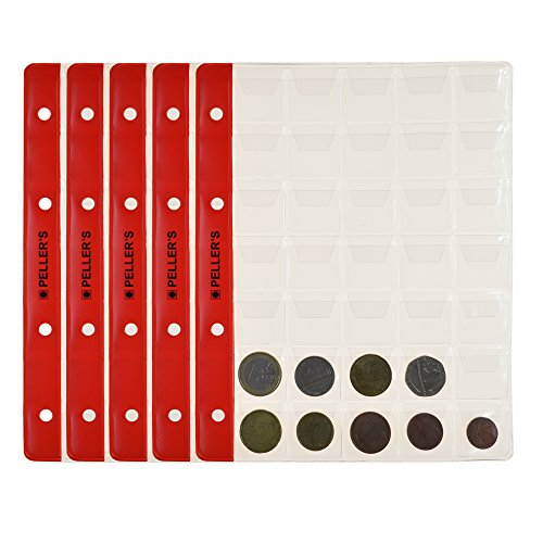 Peller'S 10 Fogli Per Collezione, 35 Tasche 27Mm X 27Mm Su Ogni Pagina, Per Monete Piccole Fino A 23Mm: Centesimi. Ricarica Album M, Inserti.