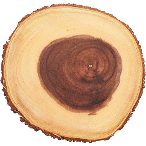 Artesà Tagliere / Vassoio In Legno Naturale Sostenibile Con Bordo Effetto Corteccia, Finitura Sicura Per Il Cibo, 21 Cm (8") , Forma Rotonda