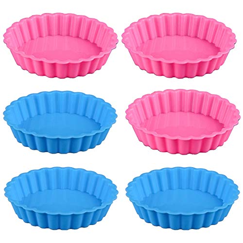 Sunsk Stampo Per Torta In Silicone Tonde Teglie Da Forno Silicone Cake Molds Antiaderente Teglie Per Quiche Pasticci Crostate Dolci 6 Pezzi